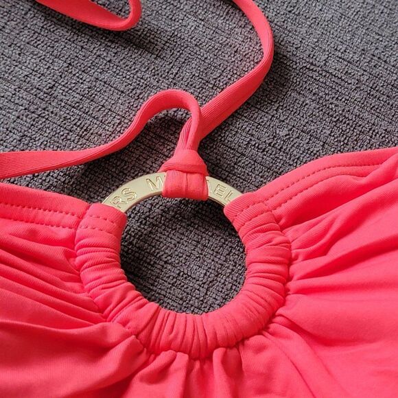 Michael Kors Logo Ring Bandini Swim Halter Top & Bottom 2 piece Set - Sea Coral - Picture 9 of 16